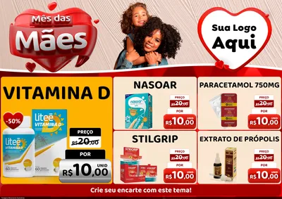 Modelo de Encarte para Encarte A4 Horizontal com o tema Mês das Mães para Farmácia