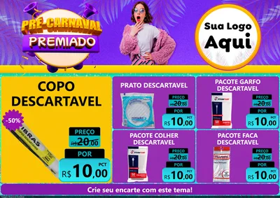 Modelo de Encarte para Encarte A4 Horizontal com o tema Pré-Carnaval Premiado para Embalagens