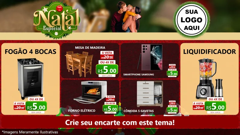 Modelo de TV para TV Horizontal com o tema Natal Especial para Móveis e Eletro