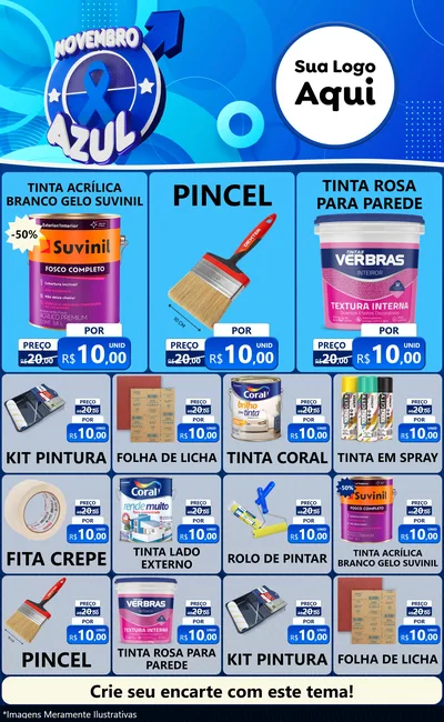 Modelo de Encarte para Encarte Grande com o tema Novembro Azul para Tintas e Ferramentas