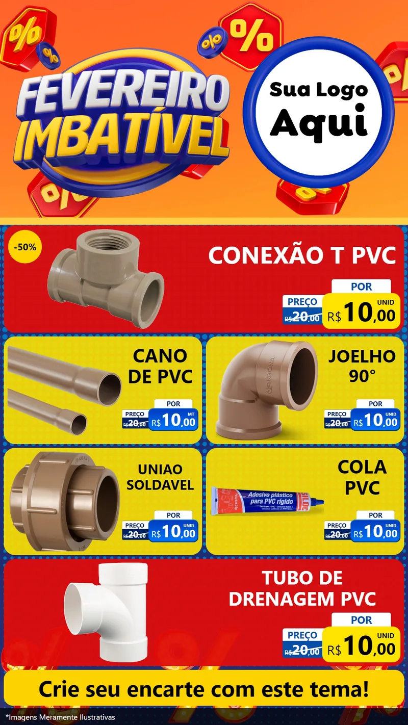 Modelo de TV para TV Vertical com o tema Fevereiro Imbatível para Tubos e conexões