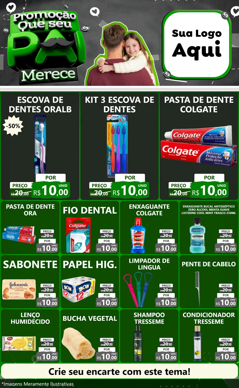 Modelo de Encarte para Encarte Grande com o tema Promoção Que seu Pai Merece para Higiene Pessoal
