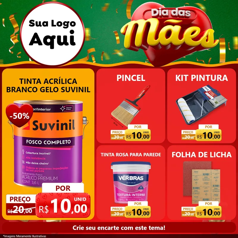 Modelo de Rede Social para Feed Facebook com o tema Dia das Mães para Tintas e Ferramentas