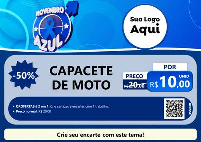 Modelo de Cartaz para Cartaz A4 Horizontal com o tema Novembro Azul para Moto peças