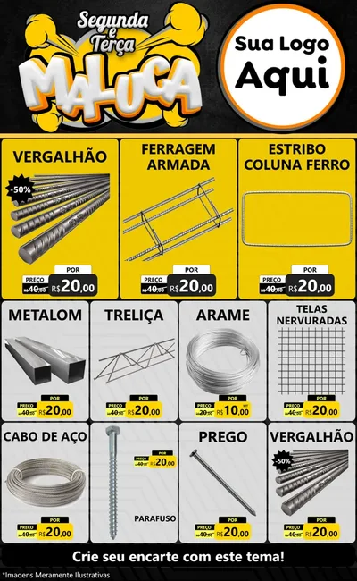Modelo de Encarte para Encarte Grande com o tema Segunda e Terça Maluca para Ferragens
