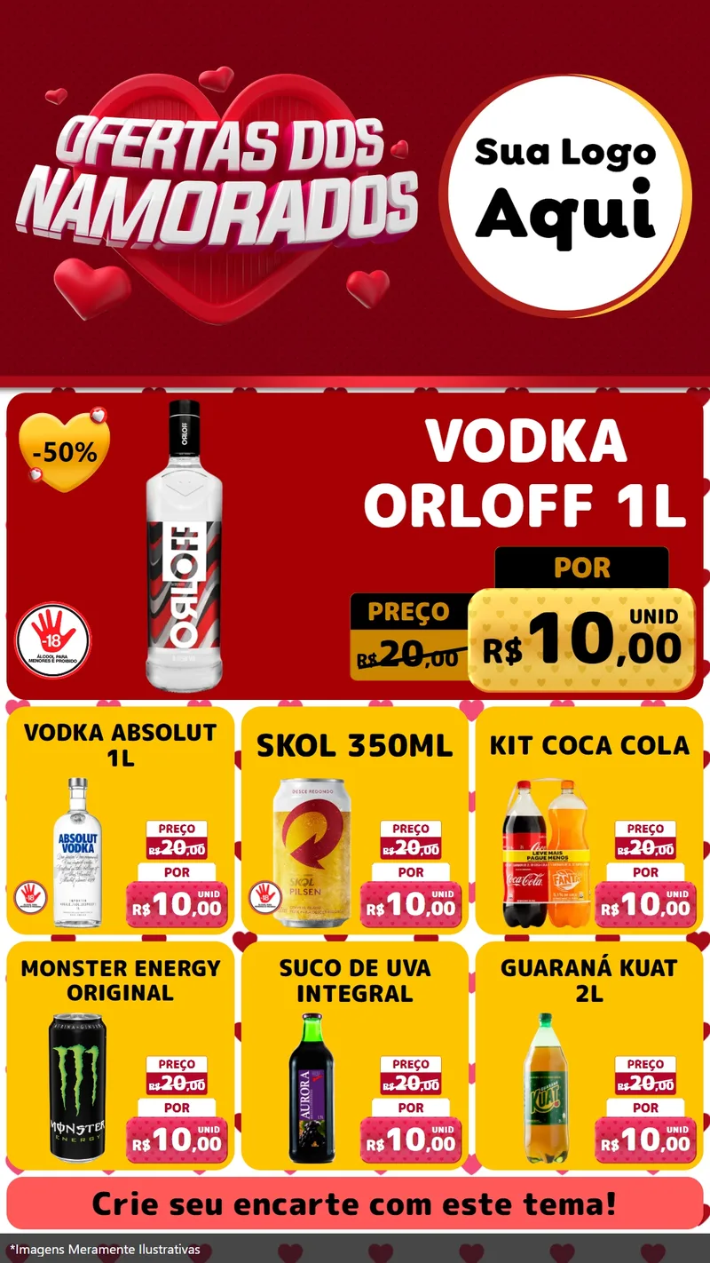 Modelo de Rede Social para Stories com o tema Ofertas Dos Namorados para Distribuidora de bebidas