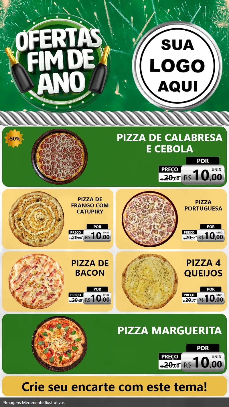 Modelo de TV para TV Vertical com o tema Ofertas Fim de Ano para Pizzaria