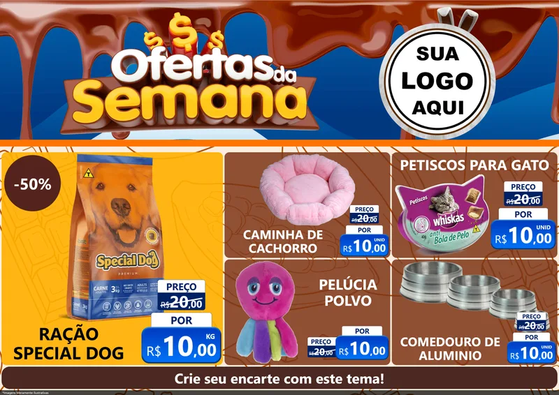 Modelo de Encarte para Encarte A4 Horizontal com o tema Ofertas da Semana - Páscoa para Pet Shop