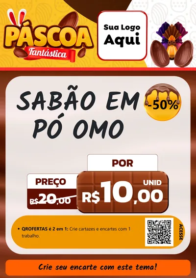 Modelo de Cartaz para Cartaz A4 Vertical com o tema Páscoa Fantástica para Produtos de Limpeza