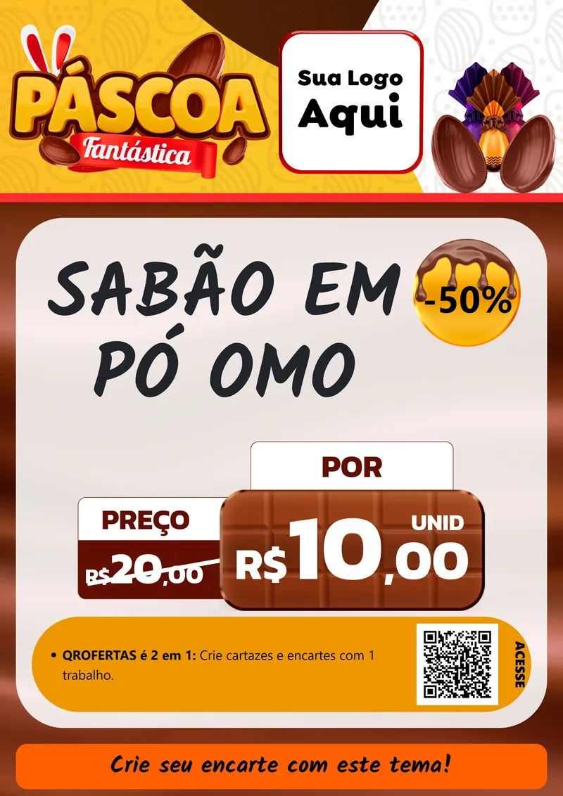 Modelo de Cartaz para Cartaz A4 Vertical com o tema Páscoa Fantástica para Produtos de Limpeza