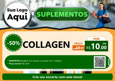 Modelo de Cartaz para Cartaz A4 Horizontal com o tema Suplementos para Suplementos alimentares