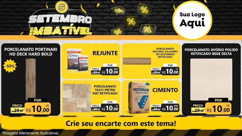 Modelo de TV para TV Horizontal com o tema Setembro Imbatível para Pisos e revestimentos