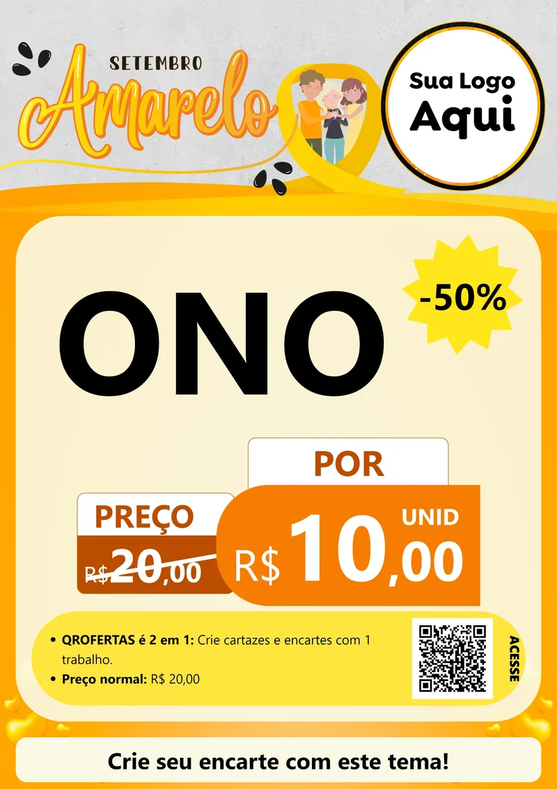 Modelo de Cartaz para Cartaz A4 Vertical com o tema Setembro Amarelo para Óticas
