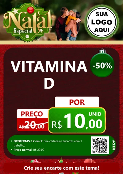 Modelo de Cartaz para Cartaz A4 Vertical com o tema Natal Especial para Farmácia