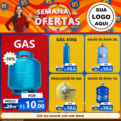 Modelo de Rede Social para Feed Facebook com o tema Semana de Ofertas para Água e gás