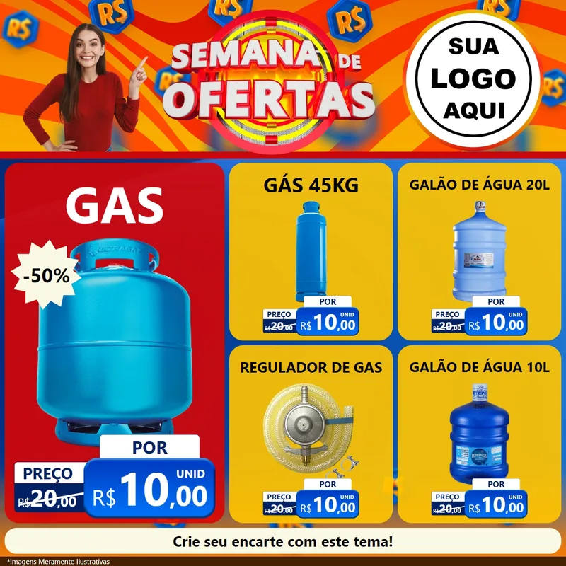 Modelo de Rede Social para Feed Facebook com o tema Semana de Ofertas para Água e gás