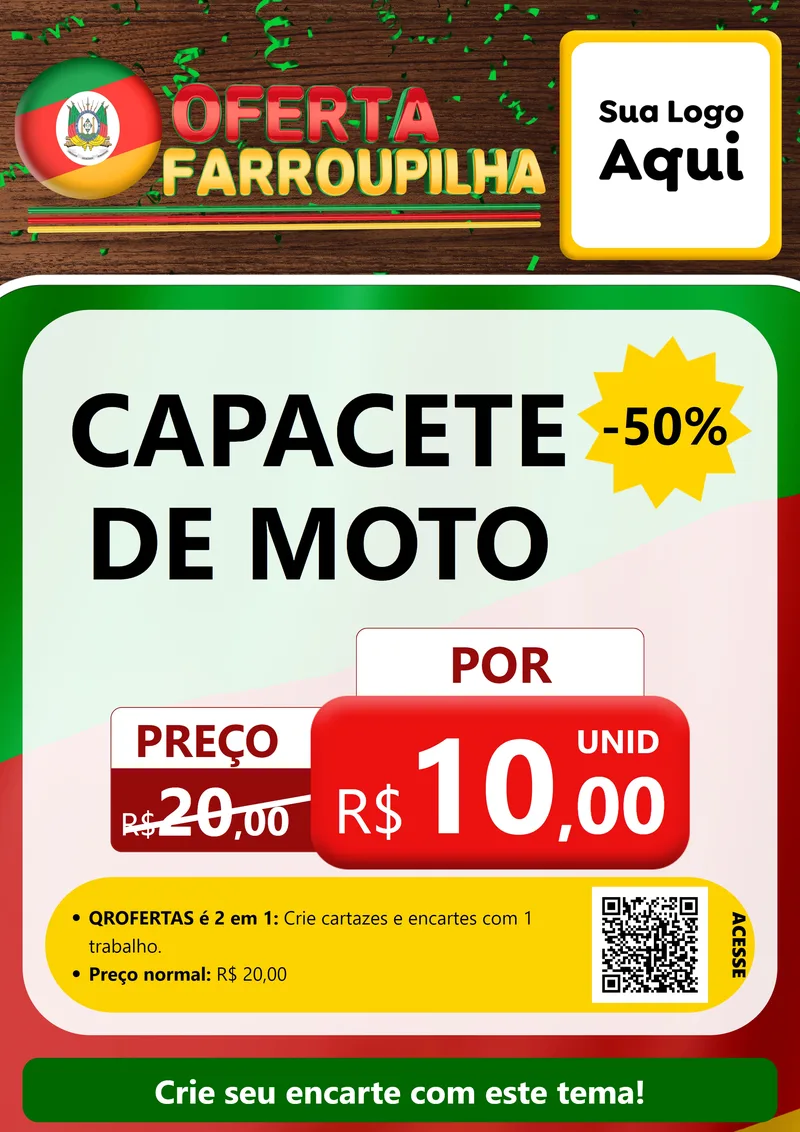 Modelo de Cartaz para Cartaz A4 Vertical com o tema Oferta Farroupilha para Moto peças