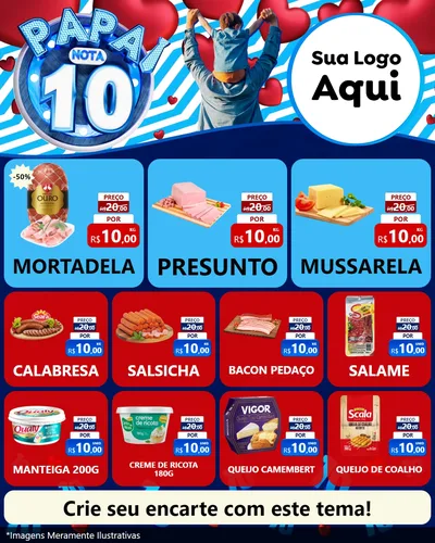 Modelo de Rede Social para Feed Instagram com o tema Papai Nota 10 para Frios e Laticínios