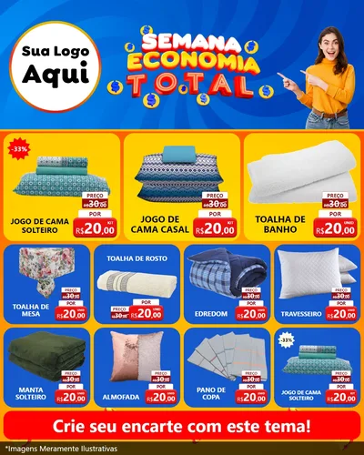 Modelo de Rede Social para Feed Instagram com o tema Semana Economia Total para Cama, Mesa e Banho