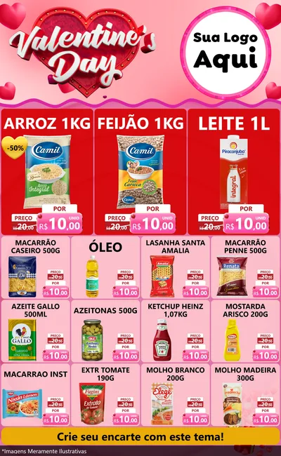 Modelo de Encarte para Encarte Grande com o tema Valentine's Day para Supermercado