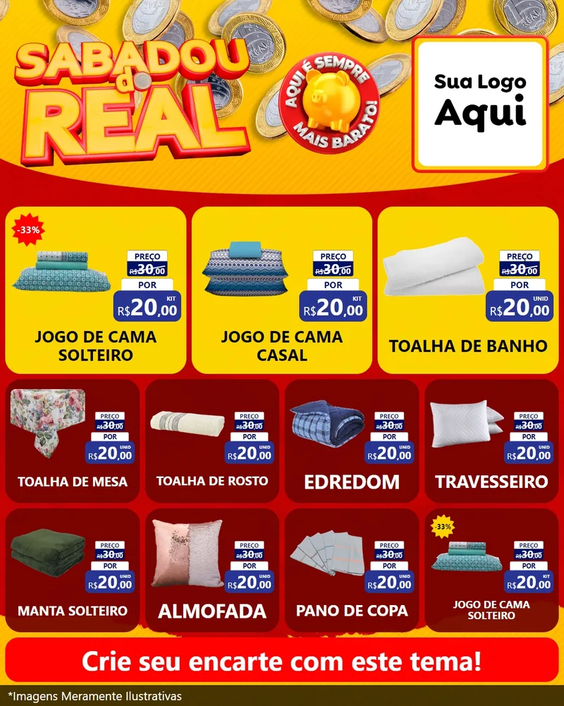 Modelo de Rede Social para Feed Instagram com o tema Sabadou do Real para Cama, Mesa e Banho