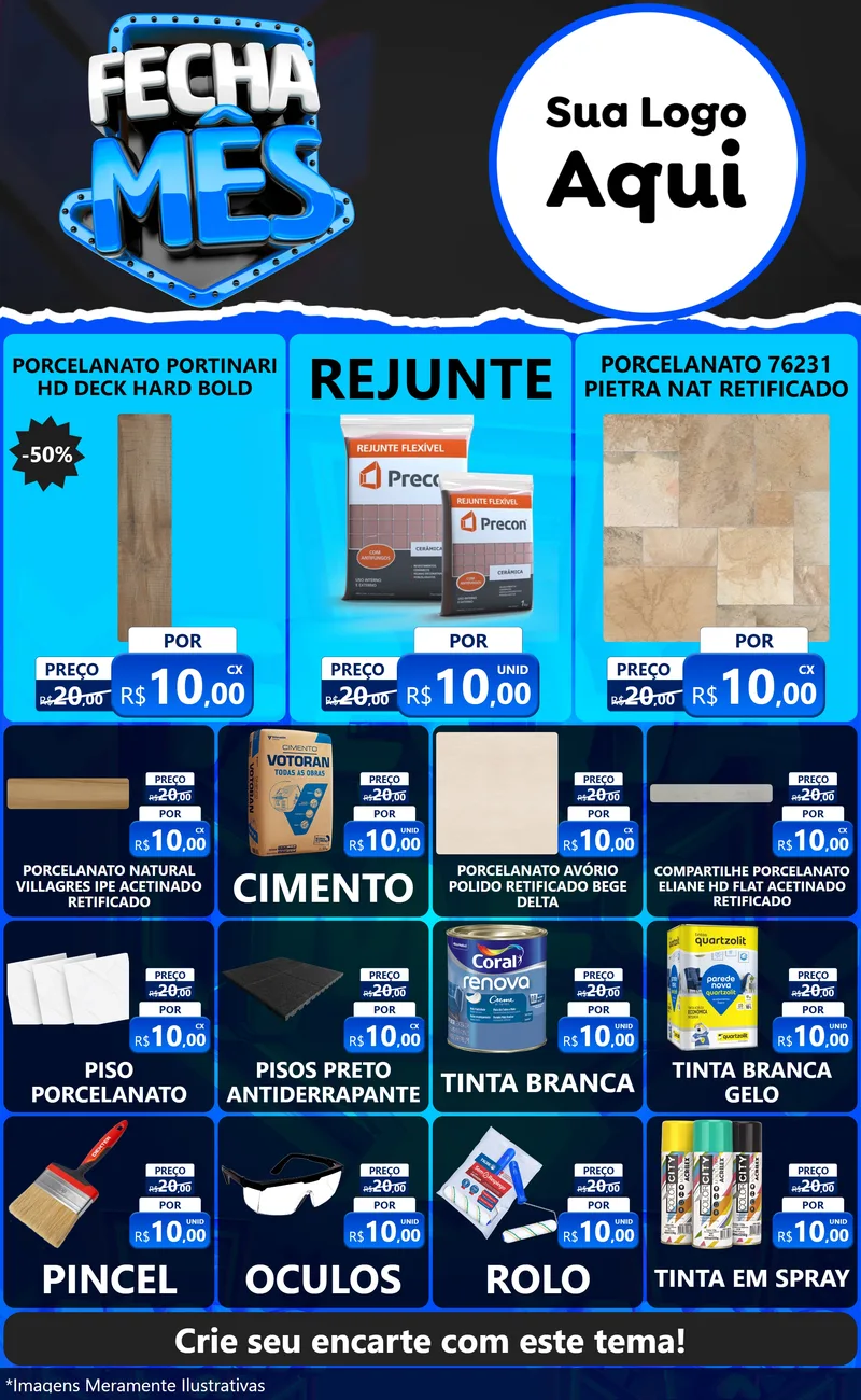 Modelo de Encarte para Encarte Grande com o tema Fecha Mês para Pisos e revestimentos