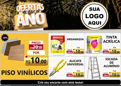 Modelo de Encarte para Encarte A4 Horizontal com o tema Ofertas de Fim de Ano para Material para Construção