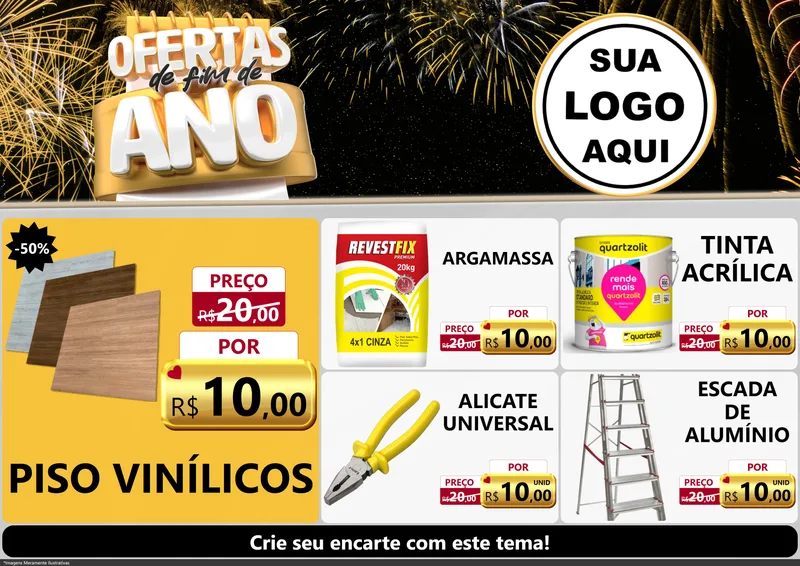 Modelo de Encarte para Encarte A4 Horizontal com o tema Ofertas de Fim de Ano para Material para Construção