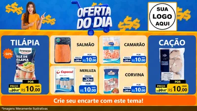 Modelo de TV para TV Horizontal com o tema Oferta do Dia para Peixaria