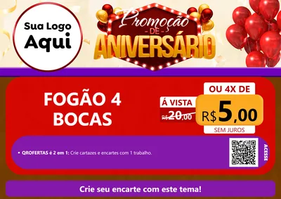 Modelo de Cartaz para Cartaz A4 Horizontal com o tema Promoção de Aniversário para Móveis e Eletro
