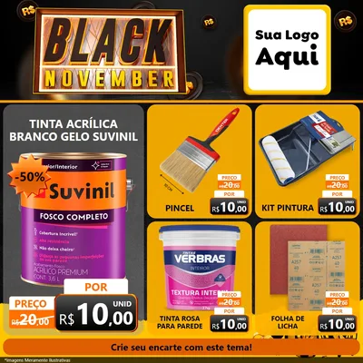 Modelo de Rede Social para Feed Facebook com o tema Black November para Tintas e Ferramentas
