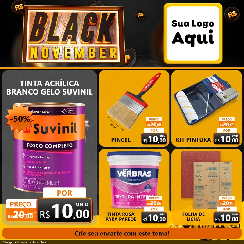 Modelo de Rede Social para Feed Facebook com o tema Black November para Tintas e Ferramentas