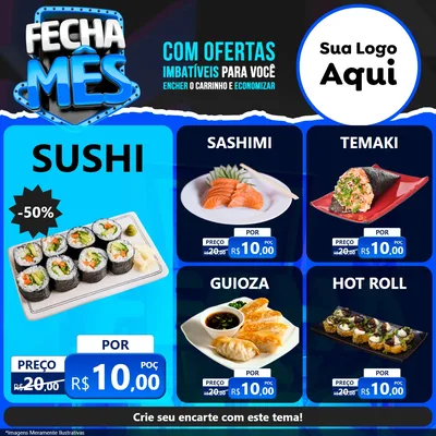 Modelo de Rede Social para Feed Facebook com o tema Fecha Mês para Comida japonesa