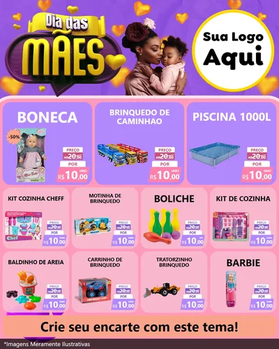 Modelo de Rede Social para Feed Instagram com o tema Dia das Mães para Brinquedos