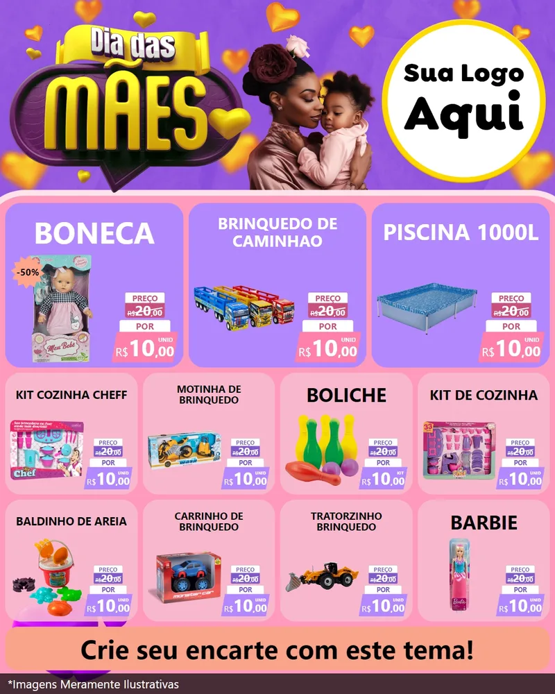 Modelo de Rede Social para Feed Instagram com o tema Dia das Mães para Brinquedos