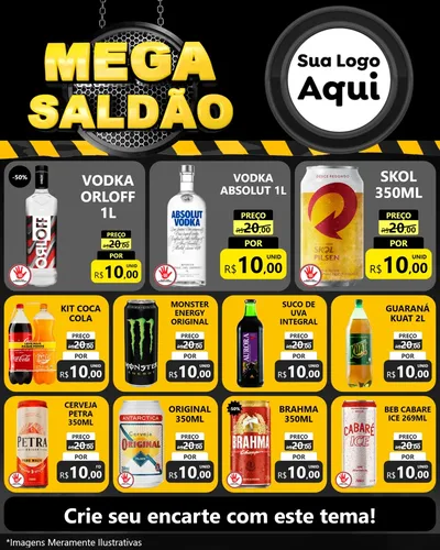 Modelo de Rede Social para Feed Instagram com o tema Mega Saldão para Distribuidora de bebidas