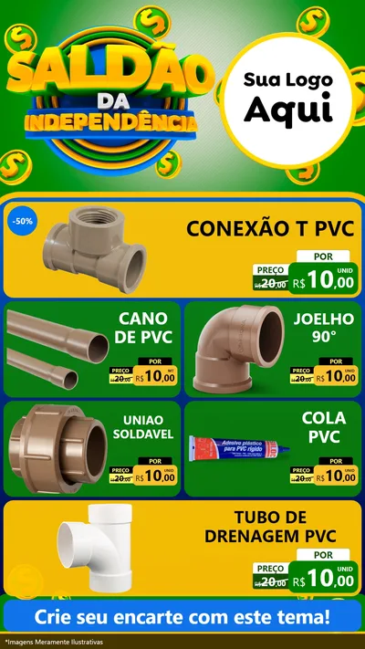 Modelo de TV para TV Vertical com o tema Saldão da Indepêndencia para Tubos e conexões