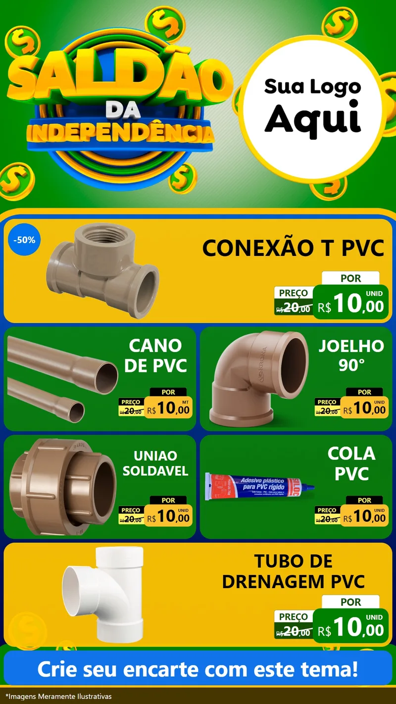 Modelo de TV para TV Vertical com o tema Saldão da Indepêndencia para Tubos e conexões