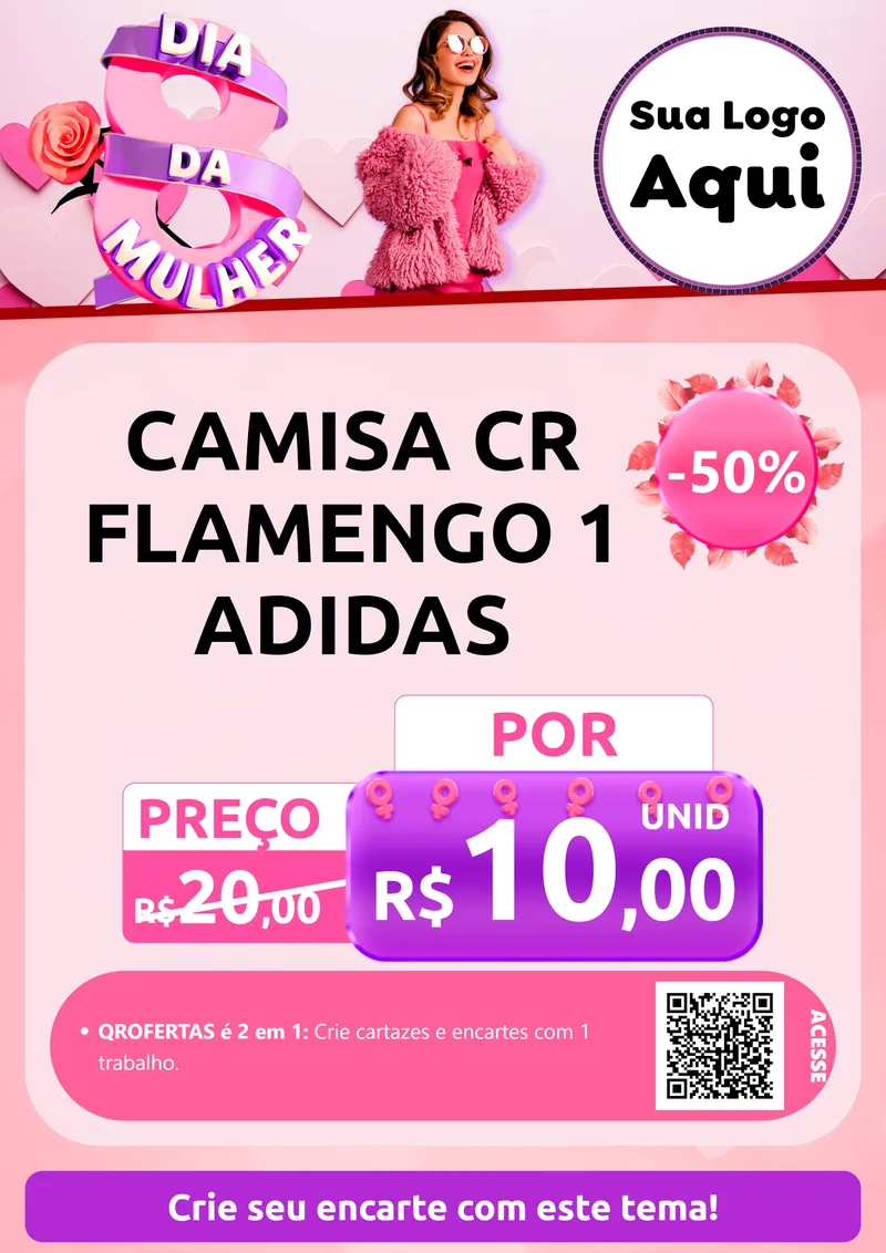 Modelo de Cartaz para Cartaz A4 Vertical com o tema Dia da Mulher para Roupas e acessórios