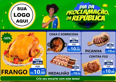 Modelo de Encarte para Encarte A4 Horizontal com o tema Dia Da Proclamação Da República para Assados