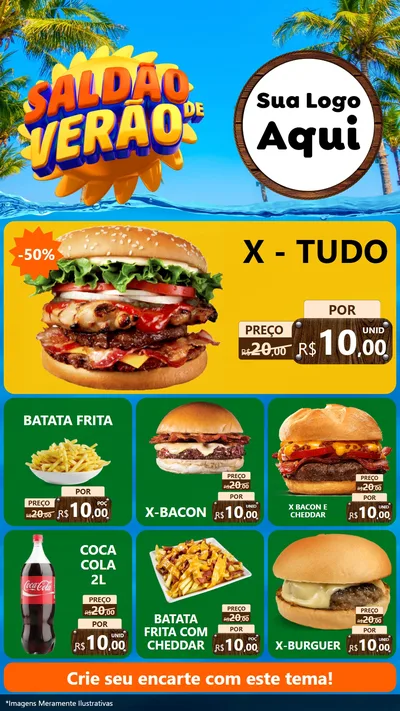 Modelo de Rede Social para Stories com o tema Saldão de Verão para Hamburgueria