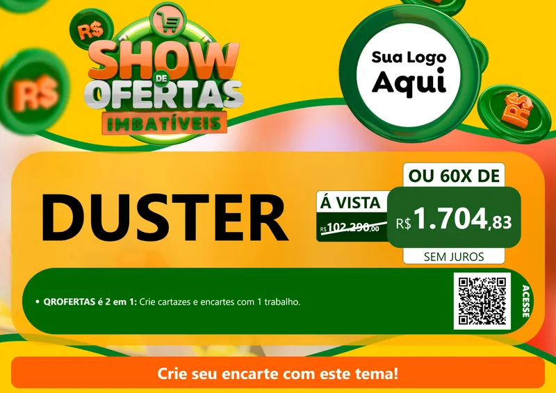 Modelo de Cartaz para Cartaz A4 Horizontal com o tema Show de Ofertas Imbatíveis para Concessionaria de Carros