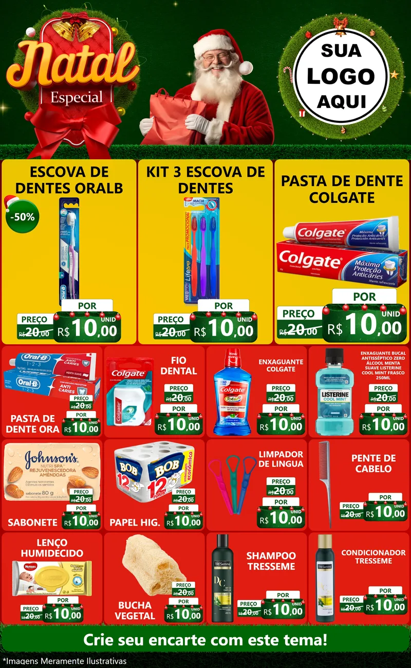 Modelo de Encarte para Encarte Grande com o tema Natal Especial para Higiene Pessoal