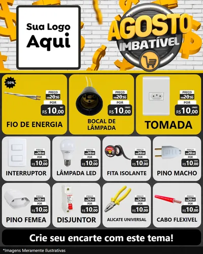 Modelo de Rede Social para Feed Instagram com o tema Agosto imbatível para Materiais Elétricos