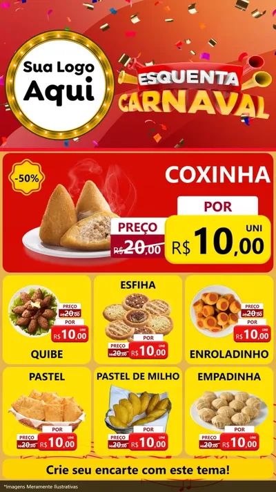 Modelo de Rede Social para Stories com o tema Esquenta Carnaval para Salgadaria