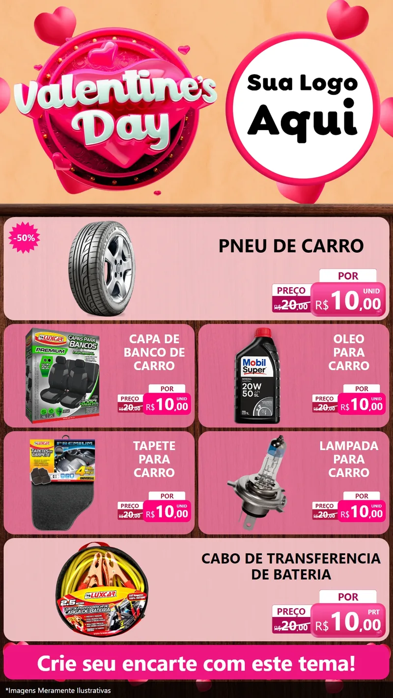 Modelo de TV para TV Vertical com o tema Valentine's Day para Auto peças