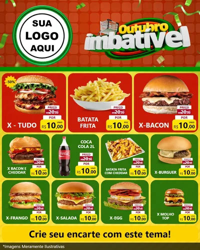 Modelo de Rede Social para Feed Instagram com o tema Outubro Imbatível para Hamburgueria