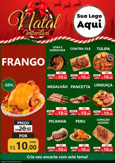 Modelo de Encarte para Encarte A4 Vertical com o tema Natal Imperdível para Assados