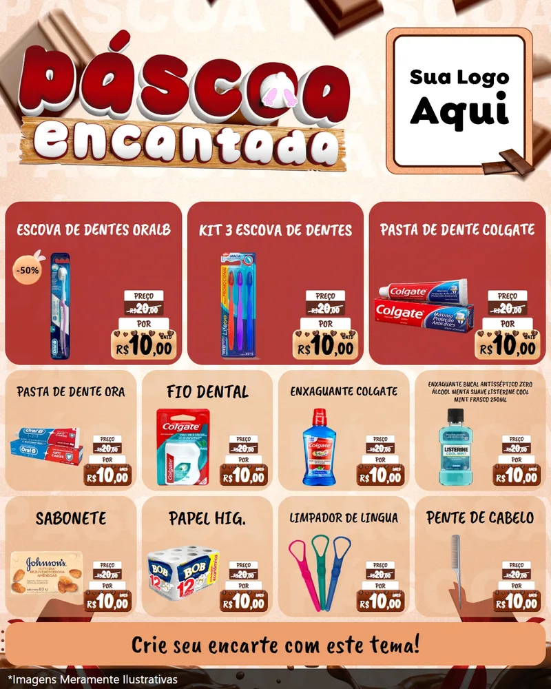 Modelo de Rede Social para Feed Instagram com o tema Páscoa Encantada para Higiene Pessoal
