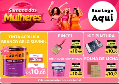 Modelo de Encarte para Encarte A4 Horizontal com o tema Semana das Mulheres para Tintas e Ferramentas